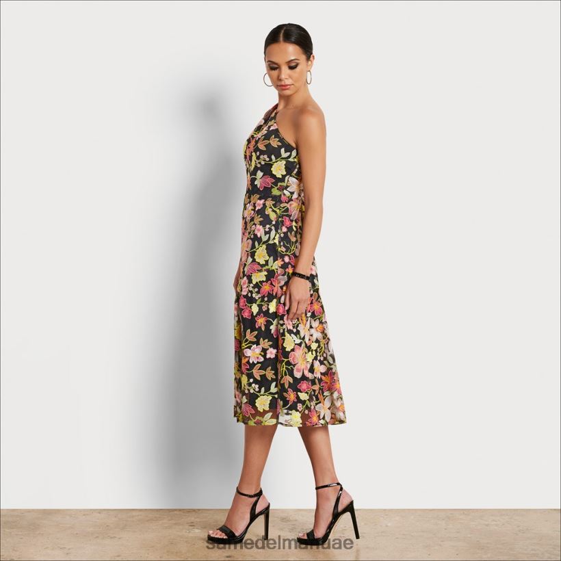 متعدد الخوخ ثياب Sam Edelman نحيف 1 فستان متوسط ​​الطول مطرز بالزهور 246L6T1073