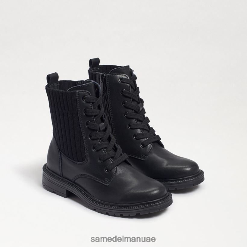 جلد أسود أحذية Sam Edelman أطفال التمهيد القتالي ليديل 246L6T1010