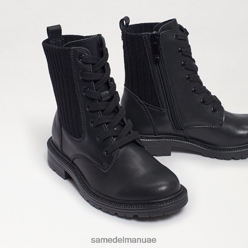 جلد أسود أحذية Sam Edelman أطفال التمهيد القتالي ليديل 246L6T1010