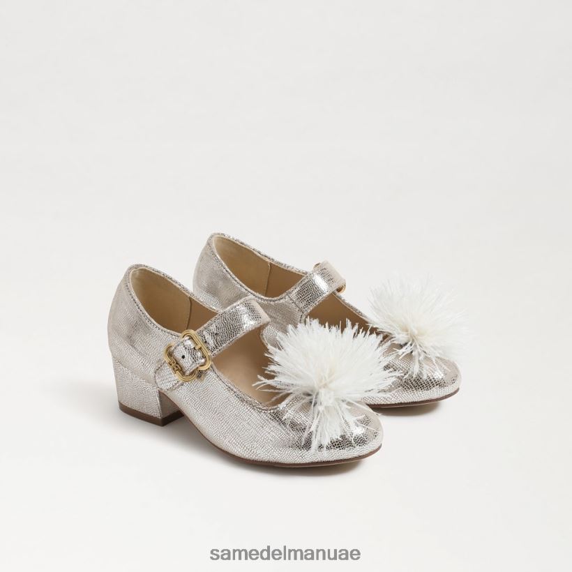 الفضة الناعمة أحذية Sam Edelman أطفال تاليا كعب كتلة ماري جين 246L6T1047