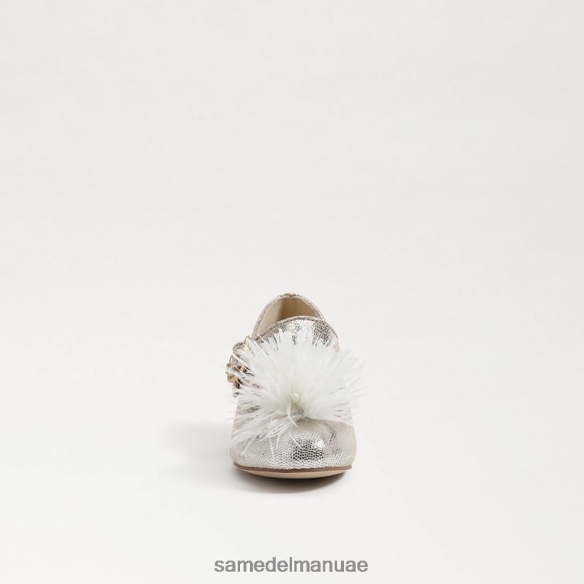 الفضة الناعمة أحذية Sam Edelman أطفال تاليا كعب كتلة ماري جين 246L6T1047