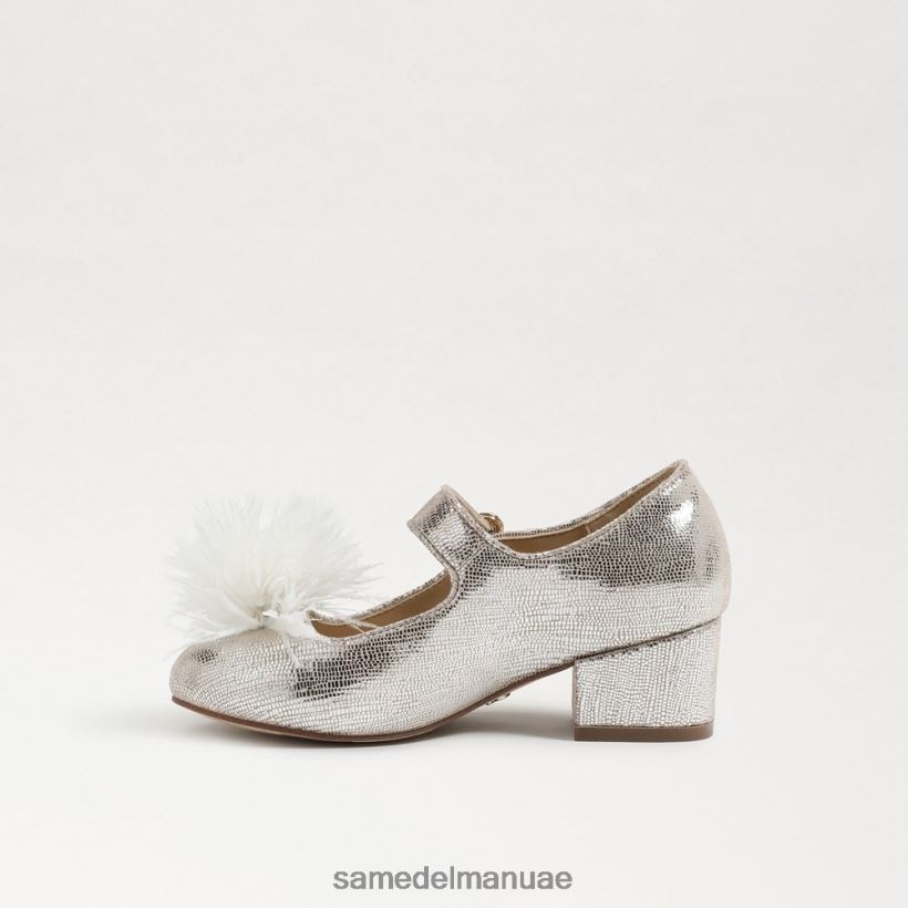 الفضة الناعمة أحذية Sam Edelman أطفال تاليا كعب كتلة ماري جين 246L6T1047