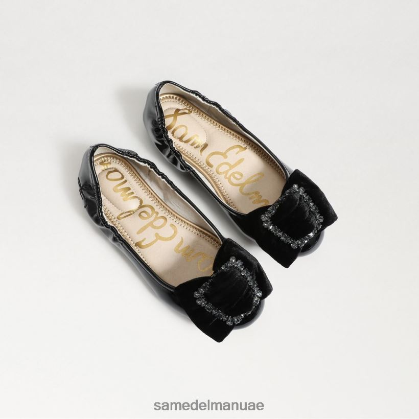 المخمل الأسود أحذية Sam Edelman أطفال فرح باليه مسطحة 246L6T1055