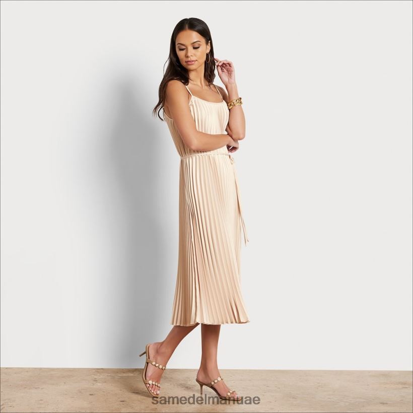 بيج فاتح ثياب Sam Edelman نحيف فستان ميدي مطوي 246L6T1063
