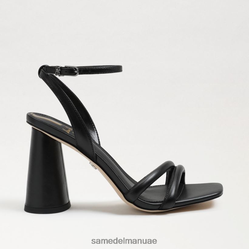 جلد أسود أحذية Sam Edelman نحيف صندل بكعب عريض من كيا 246L6T106