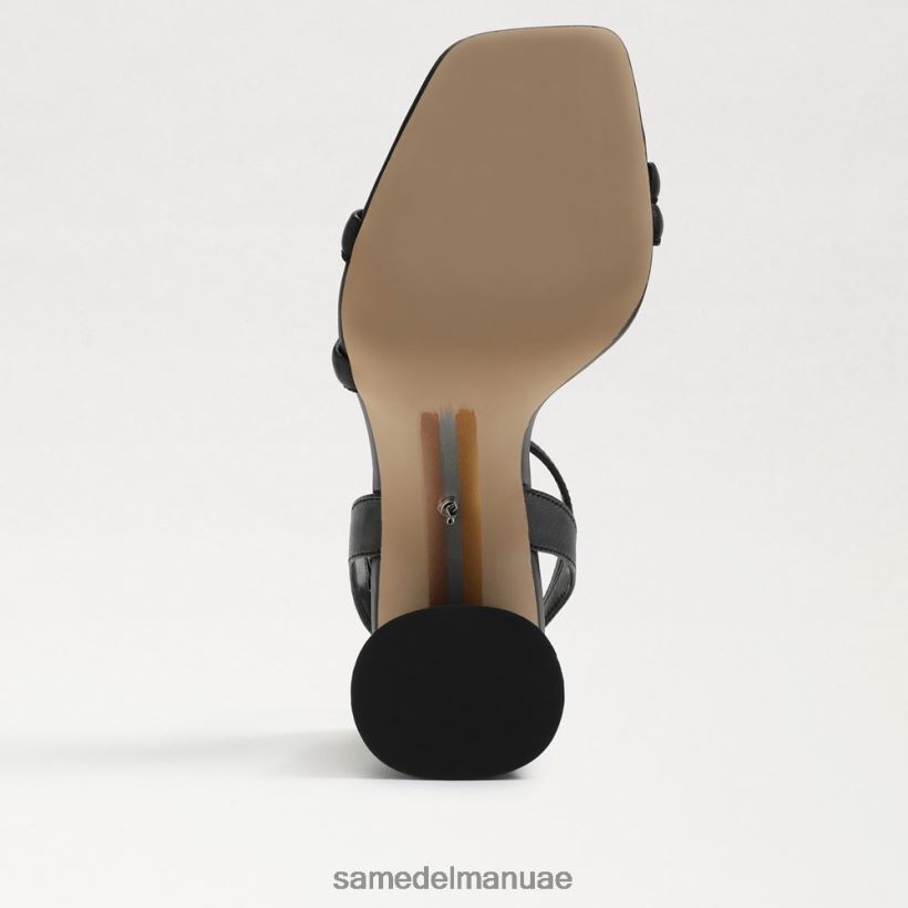 جلد أسود أحذية Sam Edelman نحيف صندل بكعب عريض من كيا 246L6T106
