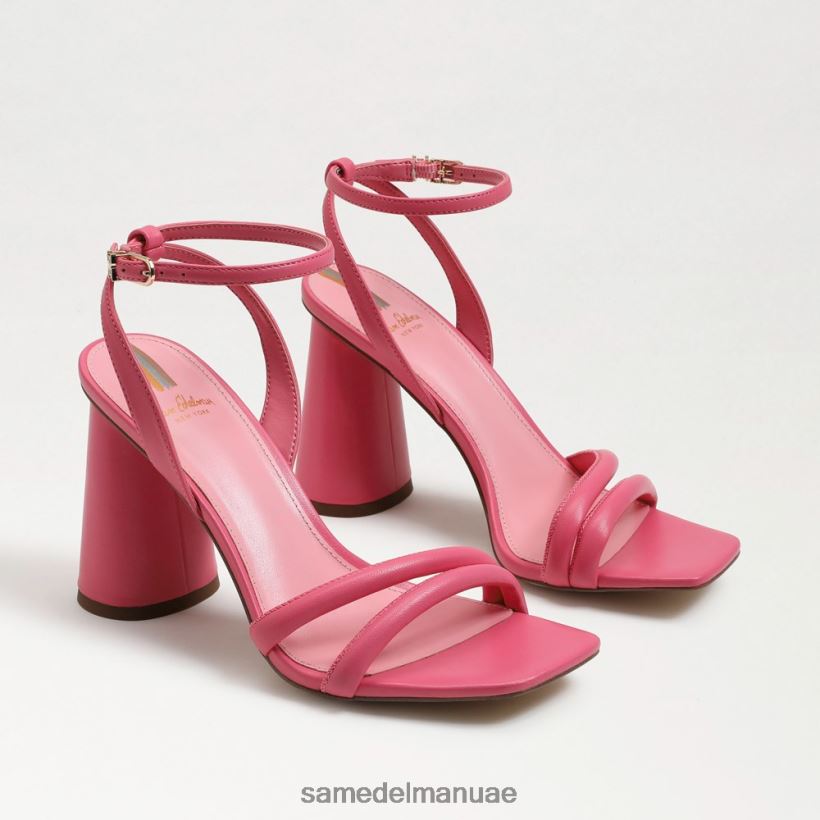 جلد الورد القرمزي أحذية Sam Edelman نحيف صندل بكعب عريض من كيا 246L6T107