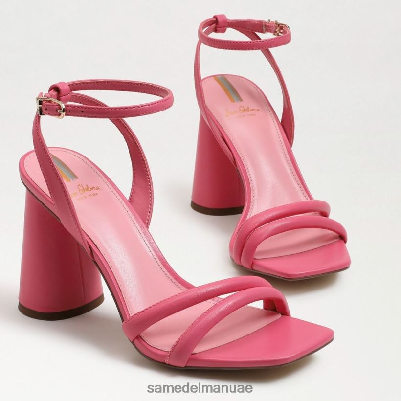 جلد الورد القرمزي أحذية Sam Edelman نحيف صندل بكعب عريض من كيا 246L6T107
