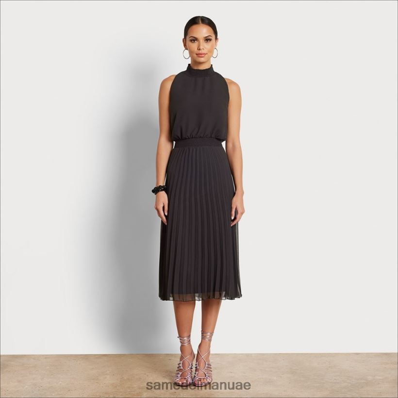أسود ثياب Sam Edelman نحيف فستان ميدي برقبة عالية 246L6T1082
