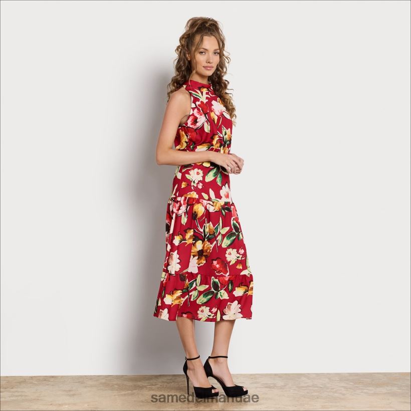 متعدد أحمر ثياب Sam Edelman نحيف مرحبا الرقبة فستان ماكسي 246L6T1093
