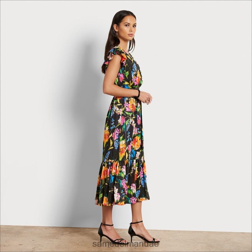 أسود متعدد ثياب Sam Edelman نحيف فستان ميدي ملفوف بالزهور 246L6T1098