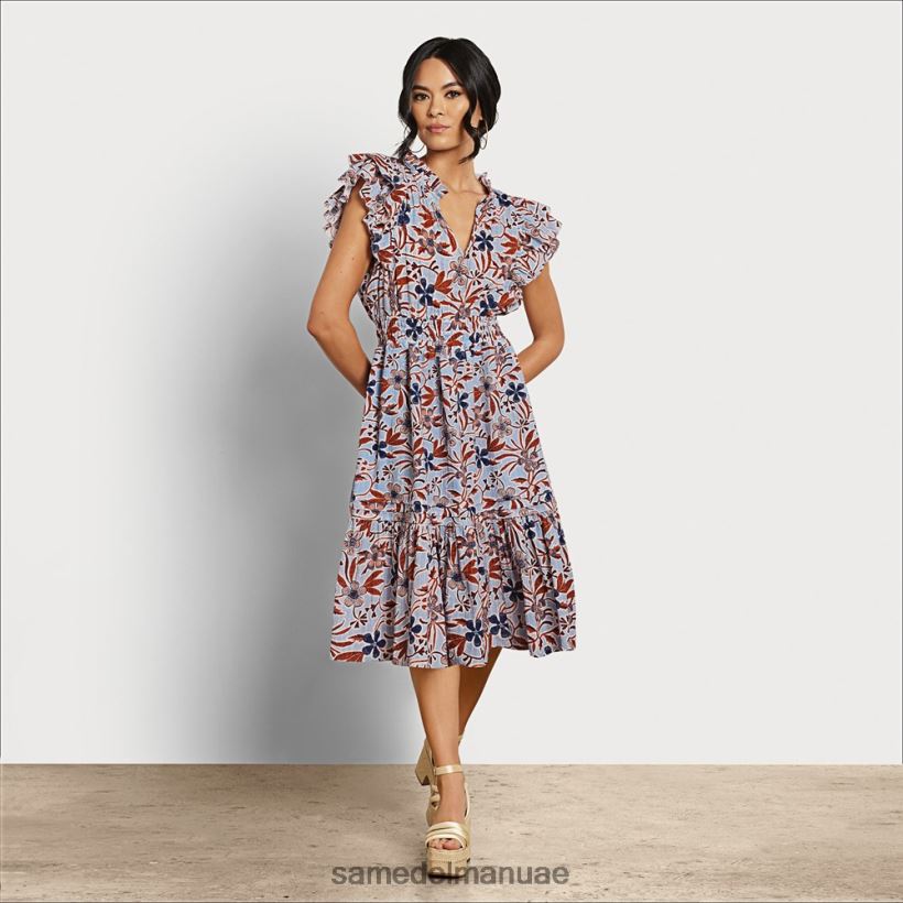 الأزهار الزرقاء ثياب Sam Edelman نحيف فستان كينا ميدي 246L6T1100