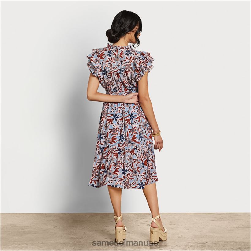 الأزهار الزرقاء ثياب Sam Edelman نحيف فستان كينا ميدي 246L6T1100