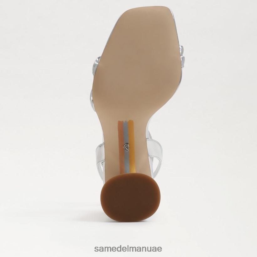 قزحي الألوان الفضي الناعم أحذية Sam Edelman نحيف صندل بكعب عريض من كيا 246L6T110