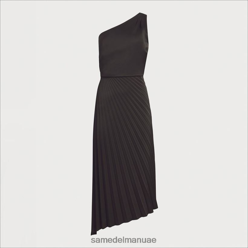 أسود ثياب Sam Edelman نحيف فستان ميدي بكتف واحد وكسرات 246L6T1113