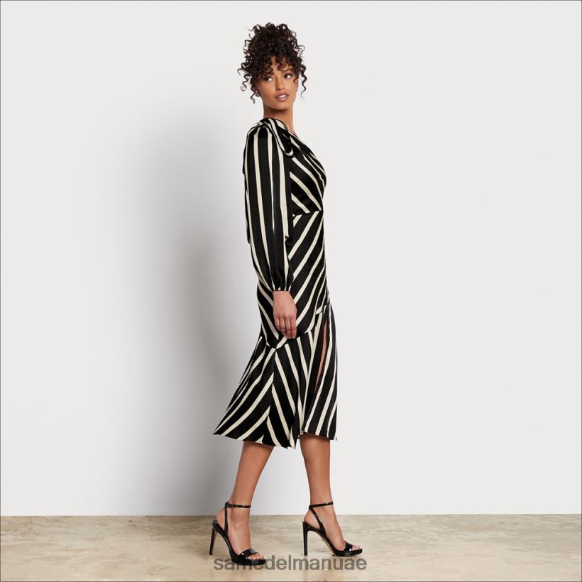أسود أبيض ثياب Sam Edelman نحيف فستان ماكسي بخطوط فرنسية 246L6T1114