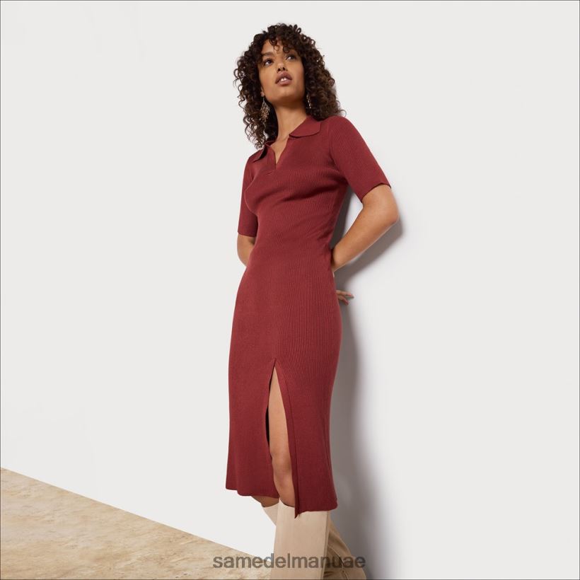 البرتقالي ثياب Sam Edelman نحيف فستان ميدي بياقة 246L6T1143