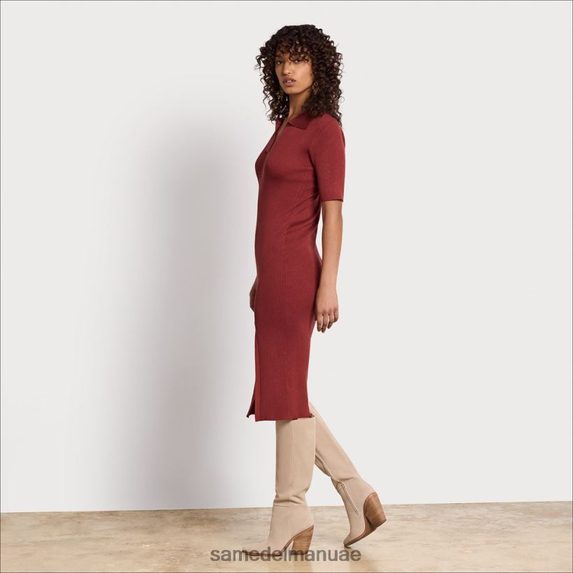 البرتقالي ثياب Sam Edelman نحيف فستان ميدي بياقة 246L6T1143