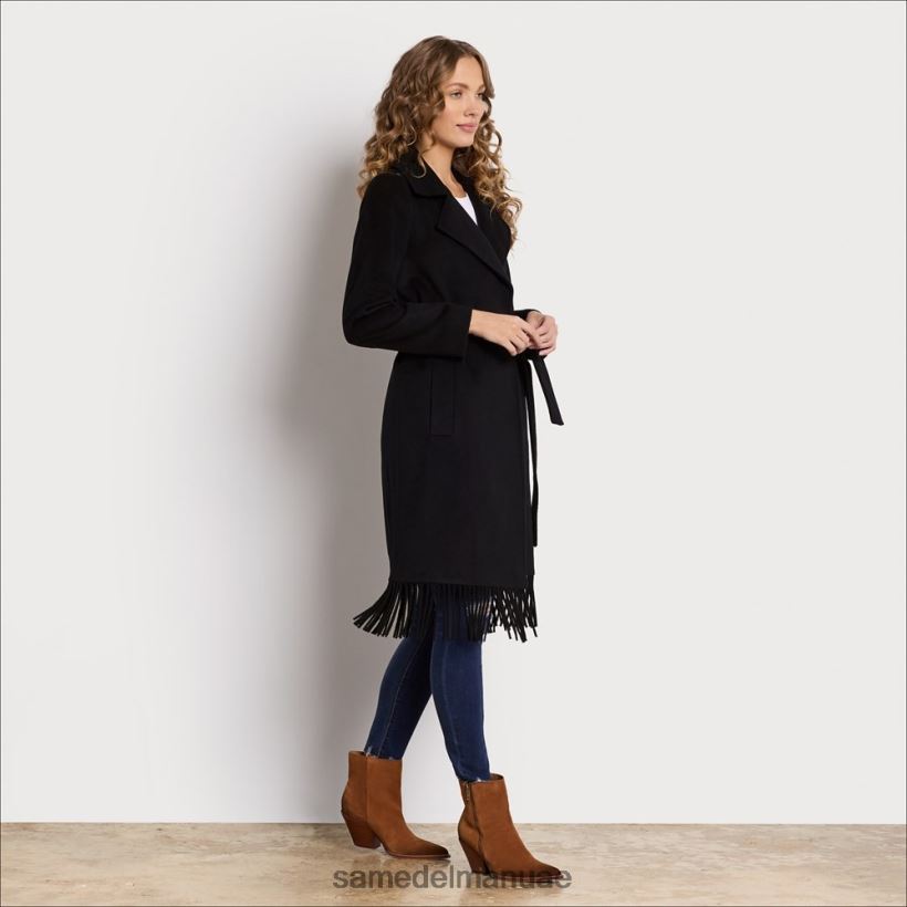 أسود ثياب Sam Edelman نحيف معطف من الصوف بصدر واحد 246L6T1163