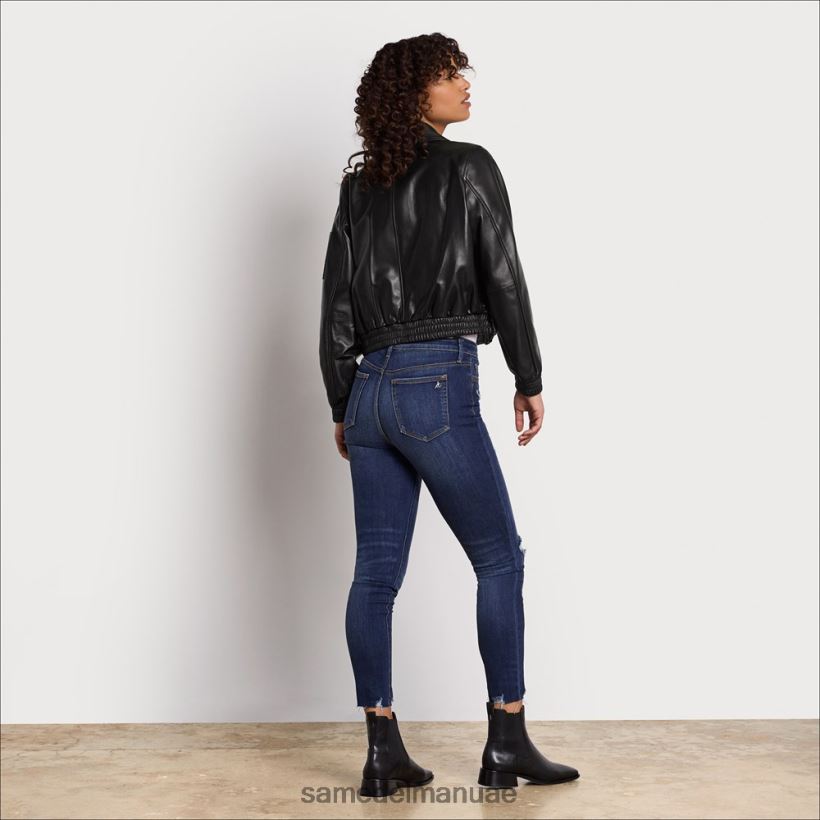 أسود ثياب Sam Edelman نحيف سترة جلدية قصيرة الطيار 246L6T1166