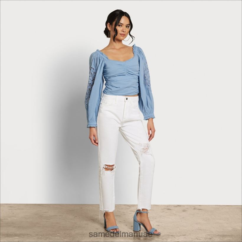 شامبراي ثياب Sam Edelman نحيف ستيفي روش بلوزة طويلة الأكمام 246L6T1177