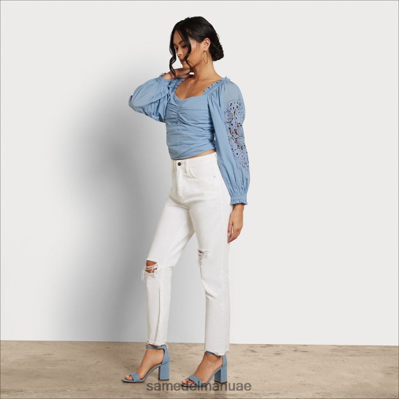 شامبراي ثياب Sam Edelman نحيف ستيفي روش بلوزة طويلة الأكمام 246L6T1177