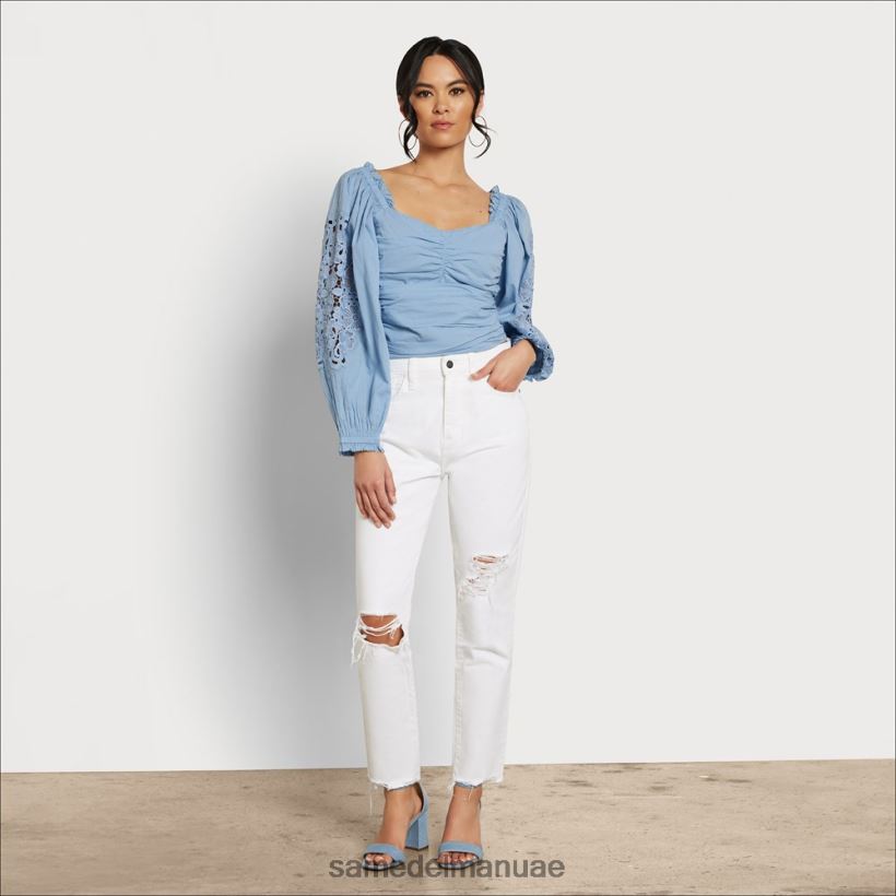 شامبراي ثياب Sam Edelman نحيف ستيفي روش بلوزة طويلة الأكمام 246L6T1177