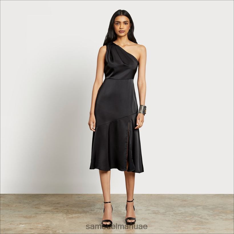 أسود ثياب Sam Edelman نحيف فستان ميدي بكتف واحد 246L6T1220