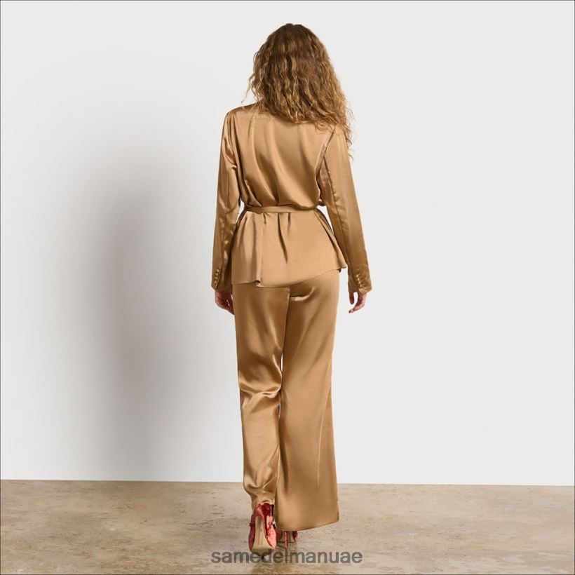 الساتان الشمبانيا ثياب Sam Edelman نحيف بنطال عالي الارتفاع كودي واسع الساق 246L6T1232