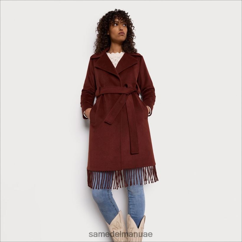 كستناء ثياب Sam Edelman نحيف معطف بأهداب ملفوفة بحزام 246L6T1238