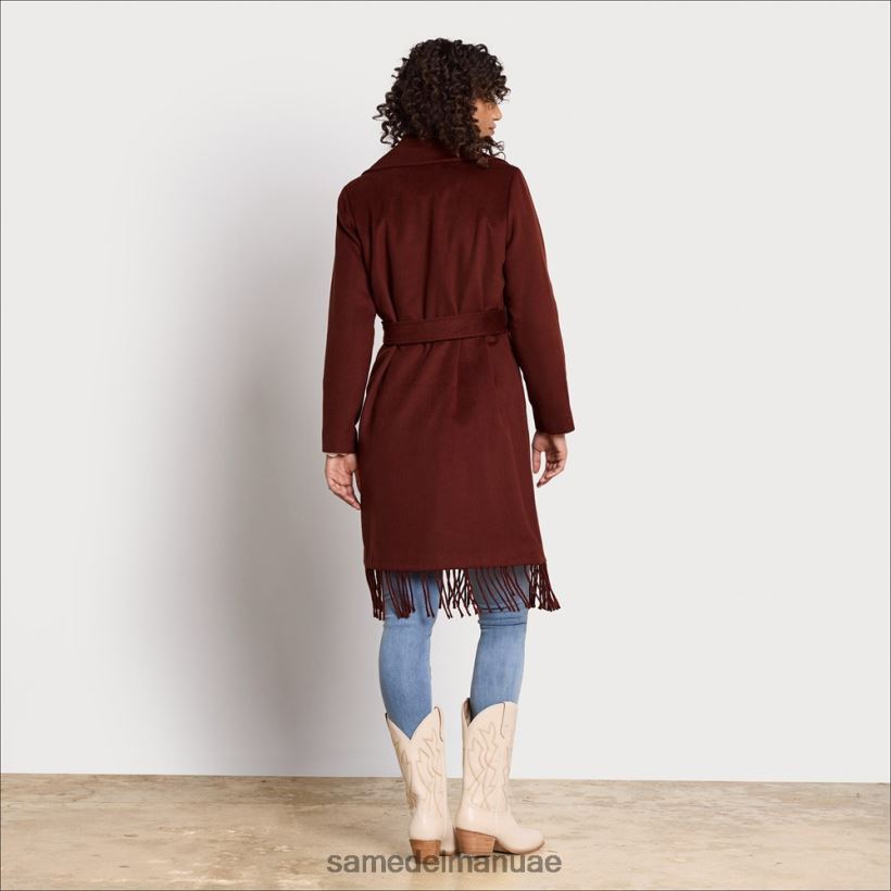 كستناء ثياب Sam Edelman نحيف معطف بأهداب ملفوفة بحزام 246L6T1238