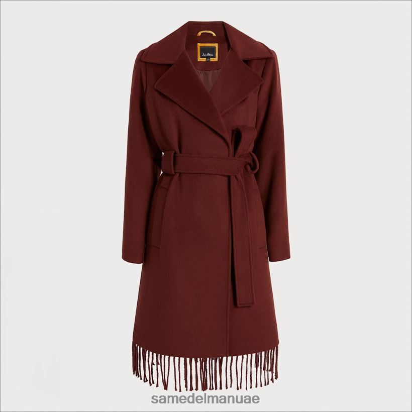 كستناء ثياب Sam Edelman نحيف معطف بأهداب ملفوفة بحزام 246L6T1238