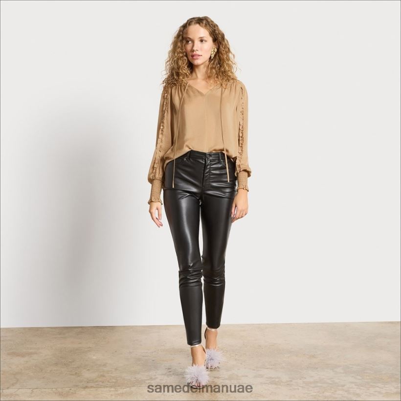 الذهب الباهت ثياب Sam Edelman نحيف بلوزة فاريك بأكمام طويلة 246L6T1241