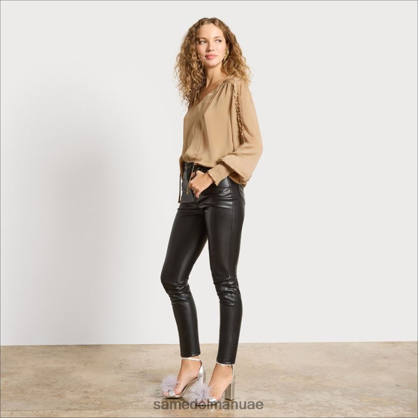 الذهب الباهت ثياب Sam Edelman نحيف بلوزة فاريك بأكمام طويلة 246L6T1241