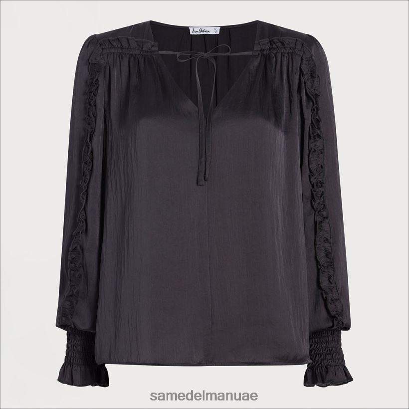 الشفق الأسود ثياب Sam Edelman نحيف بلوزة فاريك بأكمام طويلة 246L6T1246