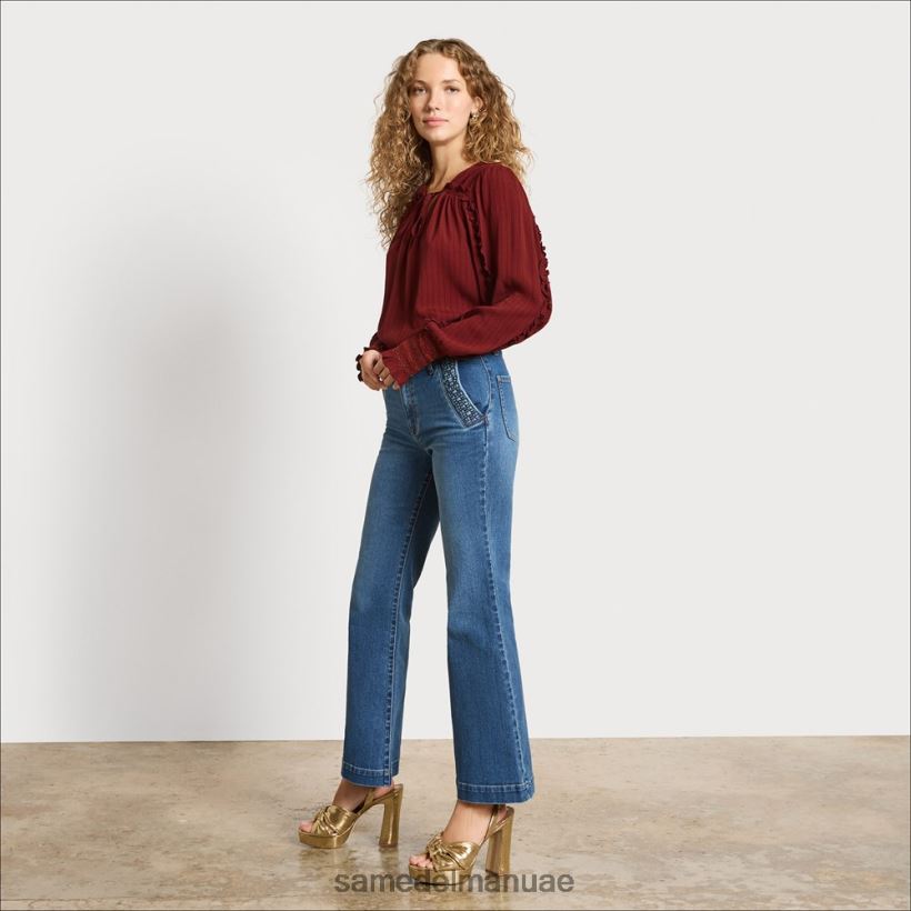 بني أكثر جنونا ثياب Sam Edelman نحيف بلوزة فاريك بأكمام طويلة 246L6T1248