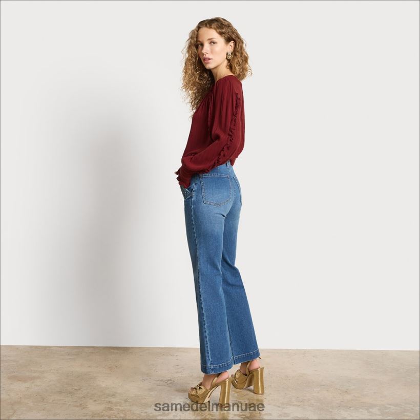 بني أكثر جنونا ثياب Sam Edelman نحيف بلوزة فاريك بأكمام طويلة 246L6T1248