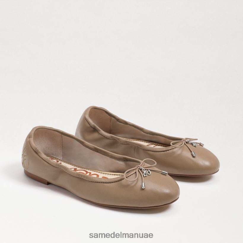 جلد بيج ناعم أحذية Sam Edelman نحيف شقة باليه فيليسيا 246L6T125
