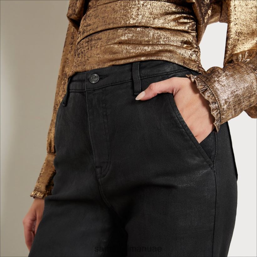 مطلي باللون الأسود ثياب Sam Edelman نحيف بنطلون واسع الارتفاع 246L6T1274