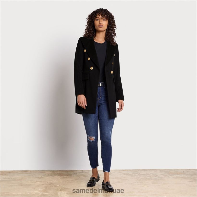 أسود ثياب Sam Edelman نحيف معطف عسكري من الصوف 246L6T1284