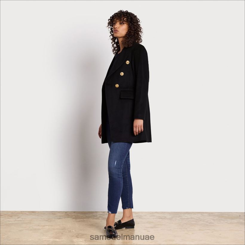 أسود ثياب Sam Edelman نحيف معطف عسكري من الصوف 246L6T1284