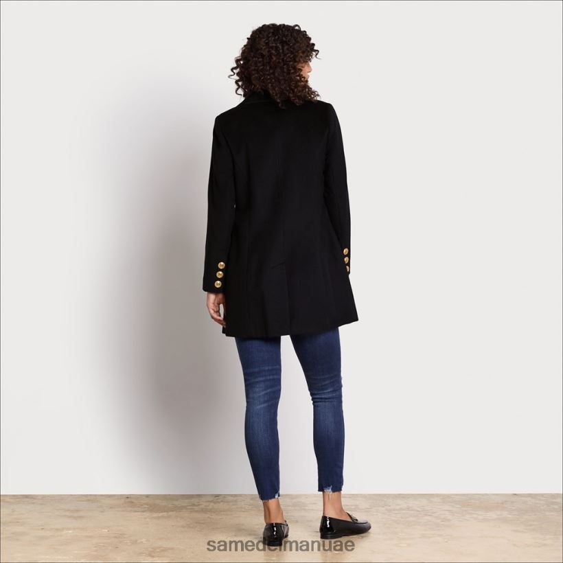 أسود ثياب Sam Edelman نحيف معطف عسكري من الصوف 246L6T1284
