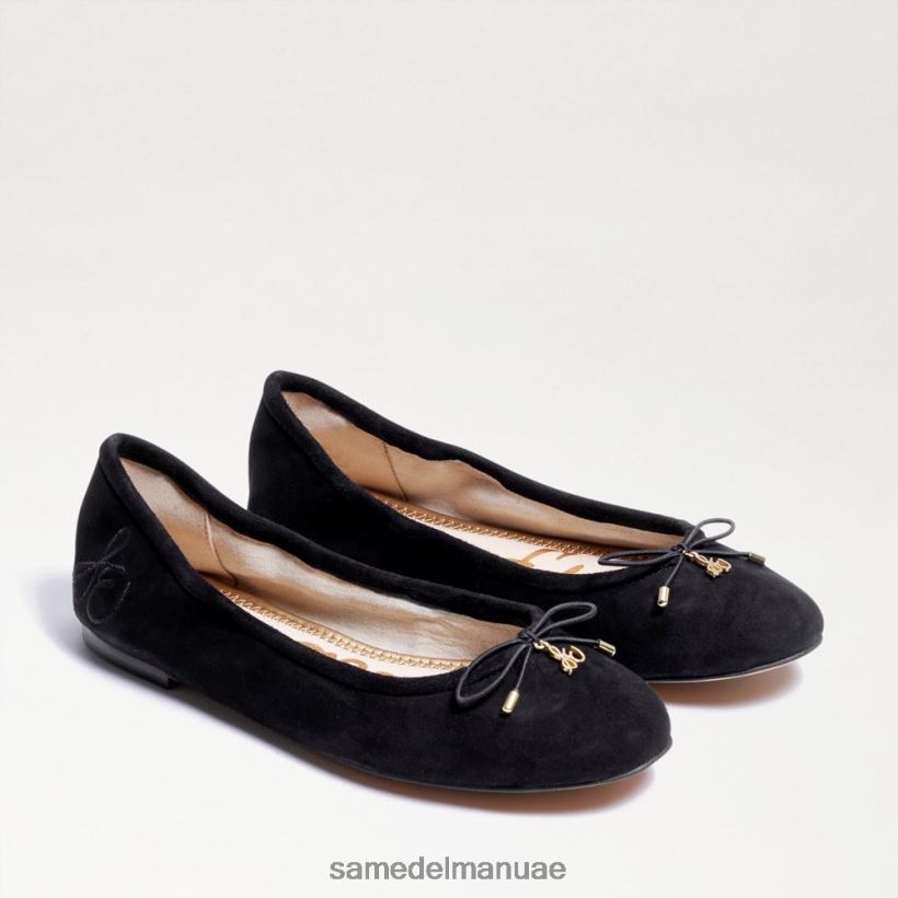 جلد الغزال الأسود أحذية Sam Edelman نحيف شقة باليه فيليسيا 246L6T133