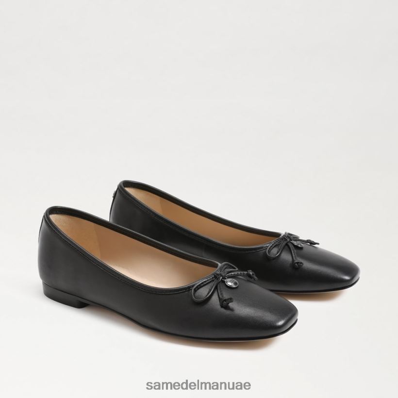 جلد أسود أحذية Sam Edelman نحيف مرج الباليه مسطح 246L6T173