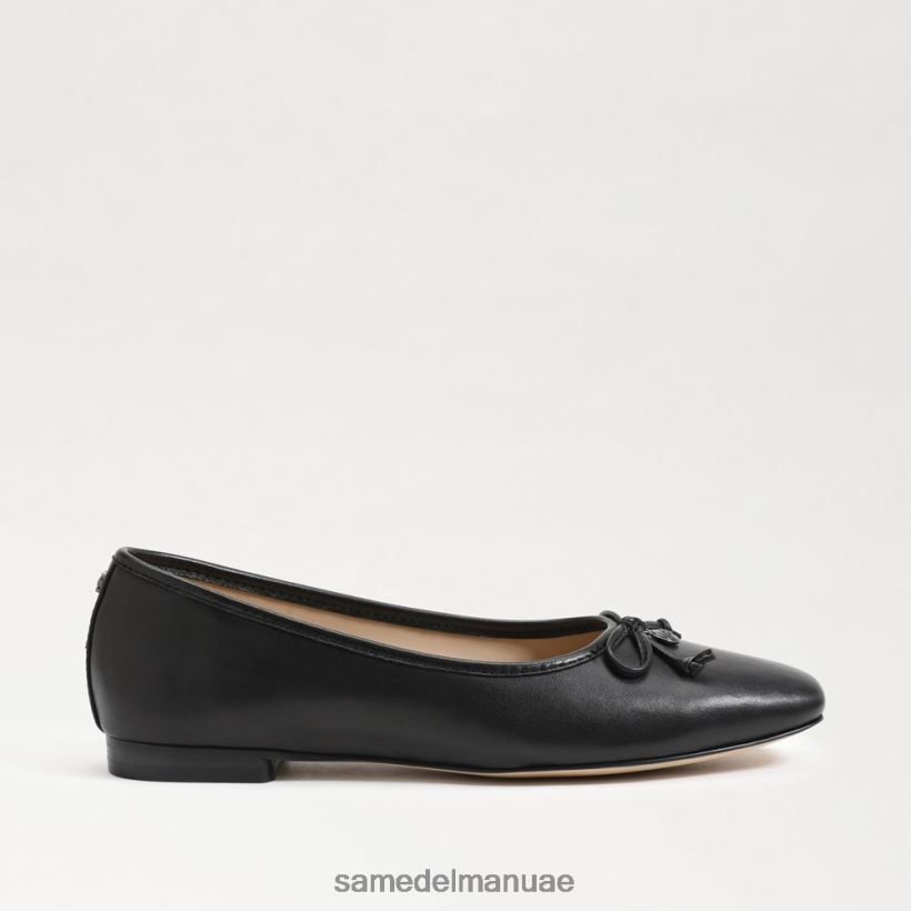 جلد أسود أحذية Sam Edelman نحيف مرج الباليه مسطح 246L6T173