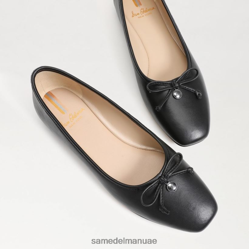 جلد أسود أحذية Sam Edelman نحيف مرج الباليه مسطح 246L6T173