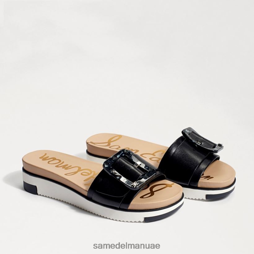 جلد أسود أحذية Sam Edelman نحيف صندل أريان المنزلق 246L6T183
