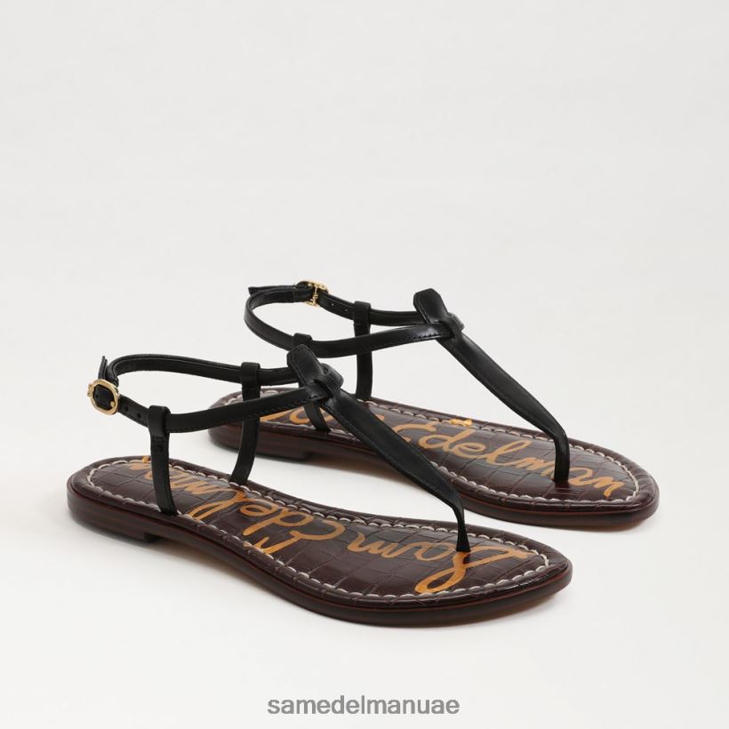 جلد أسود أحذية Sam Edelman نحيف صندل جيجي ثونغ 246L6T227
