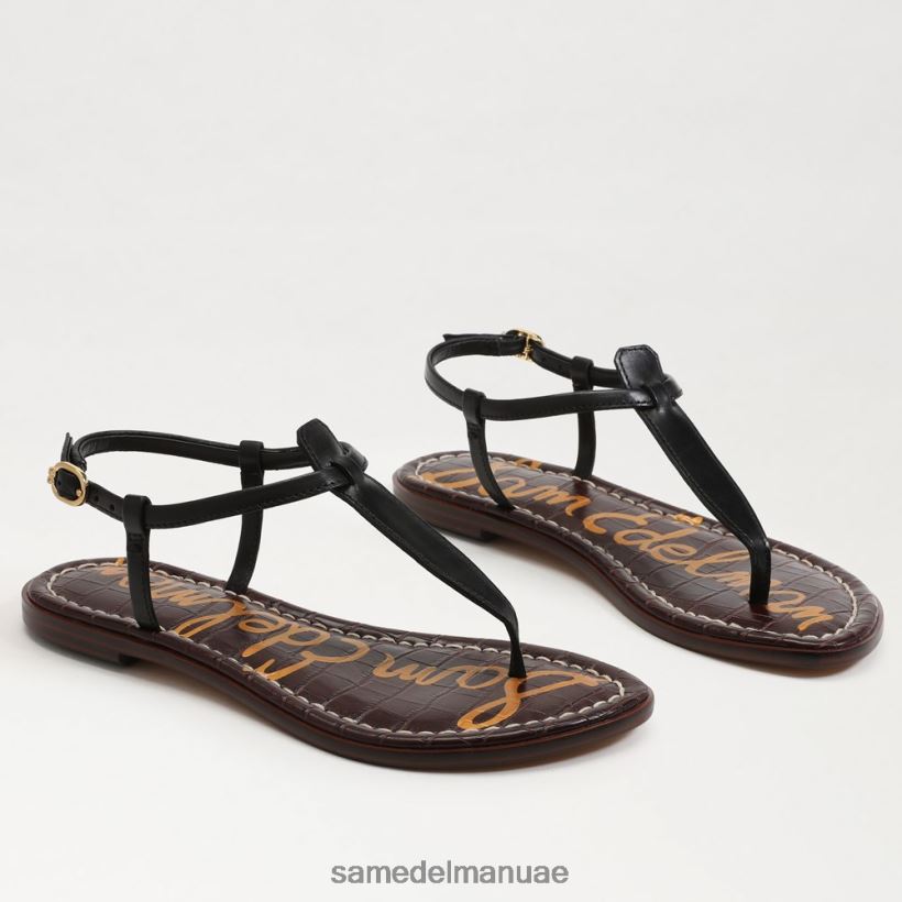 جلد أسود أحذية Sam Edelman نحيف صندل جيجي ثونغ 246L6T227
