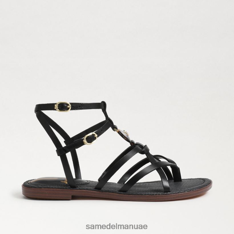 جلد أسود أحذية Sam Edelman نحيف جوين المصارع صندل 246L6T248